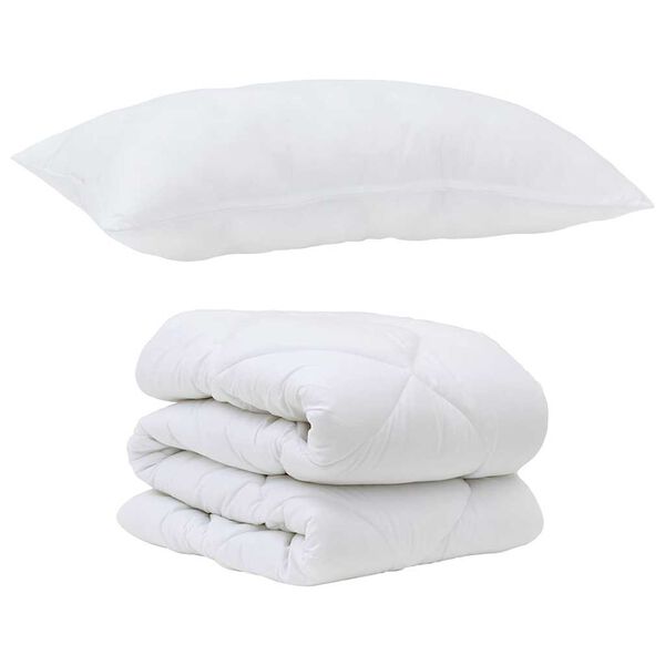 vidaXL Sada přikrývek s polštářem 2 pcs Bílá Mikrovlákno