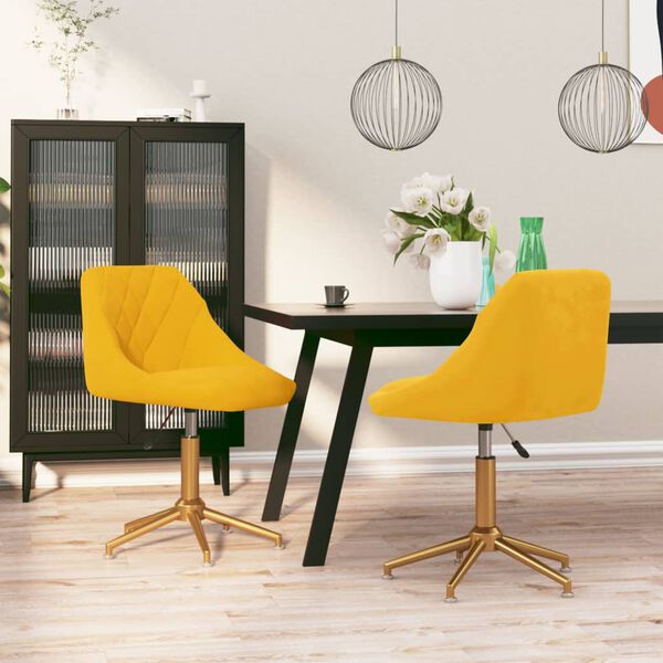 vidaXL Otočn&eacute; j&iacute;deln&iacute; židle 2 ks hořčicově žlut&eacute; samet