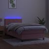 vidaXL Box spring postel s matrac&iacute; a LED růžov&aacute; 90x190 cm samet