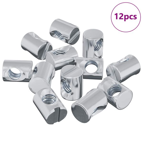 vidaXL V&aacute;lcov&aacute; matice 12 pcs Stř&iacute;brn&aacute; M6 x 13 mm Železo