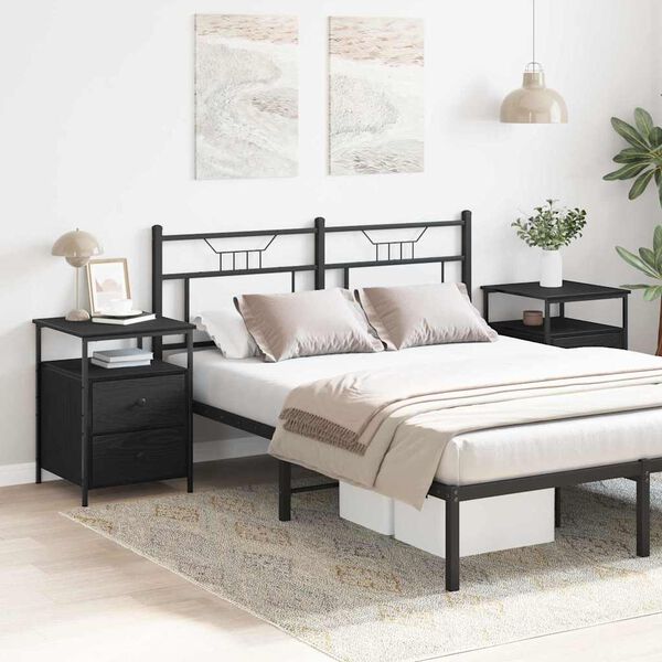 vidaXL Nočn&iacute; skř&iacute;ňka se z&aacute;suvkou 2 pcs Čern&yacute; dub 34 x 35,5 x 50 cm