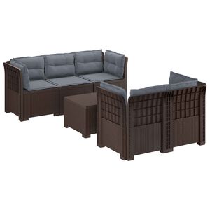 vidaXL 5-m&iacute;stn&eacute; Zahradn&iacute; Sofa s Pol&scaron;t&aacute;ři ve Vzhledu Ratan PP Hněd&aacute;