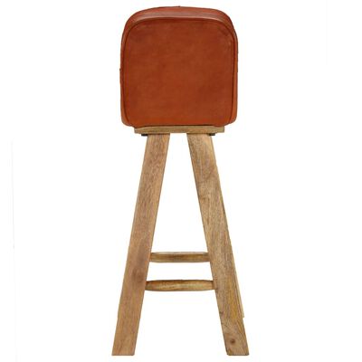vidaXL Barové židle 2 ks pravá kůže a masivní mangovníkové dřevo