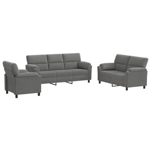 vidaXL Set pohovek 3 pcs Tmavě &scaron;ed&aacute; Samet