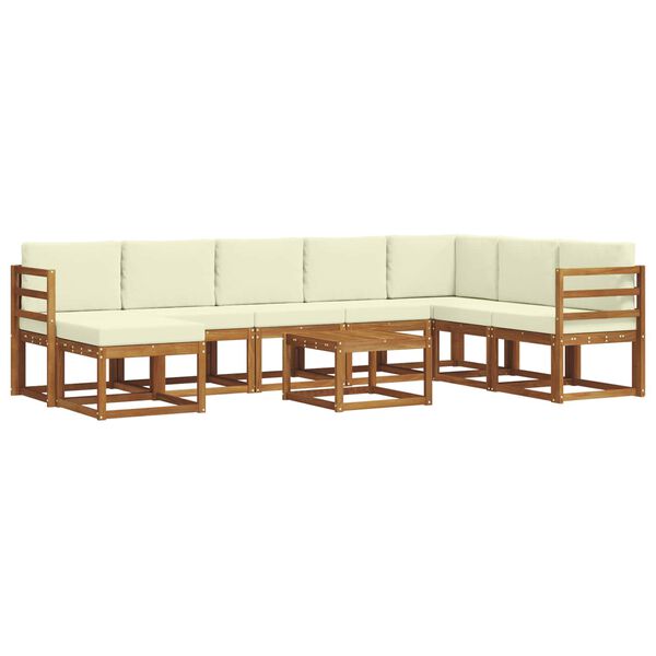 vidaXL Venkovn&iacute; pohovkov&aacute; souprava 9 pcs Přirozen&aacute; a Kr&eacute;mov&aacute;