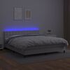 vidaXL Box spring postel s matrac&iacute; a LED b&iacute;l&aacute; 160x200 cm uměl&aacute; kůže