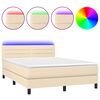 vidaXL Box spring postel s matrac&iacute; a LED kr&eacute;mov&aacute; 140x190 cm textil