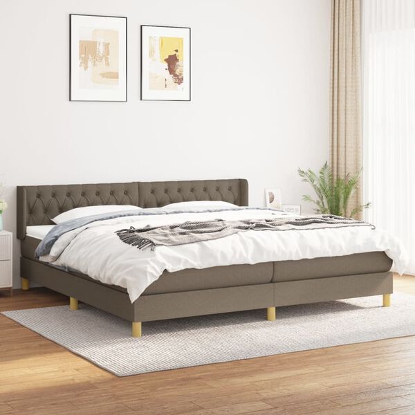 vidaXL Box spring postel s matrac&iacute; taupe 200x200 cm textil