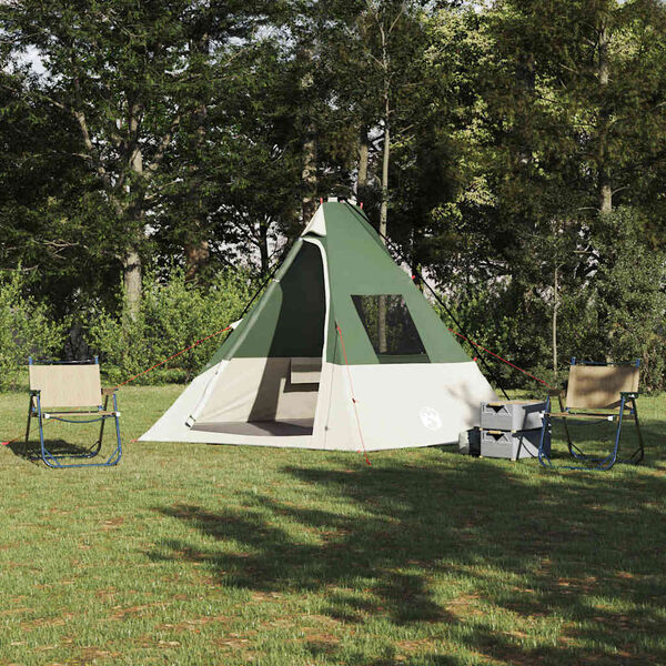 vidaXL Tipi stan se střechou Zelená 383 x 338 x 217 cm taft