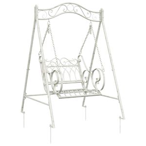 vidaXL Houpac&iacute; lavička Ocel 113 x 121,5 x 168 cm Antick&aacute; b&iacute;l&aacute;