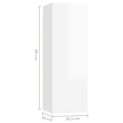 vidaXL TV stolek bílý s vysokým leskem 30,5x30x90 cm dřevotříska