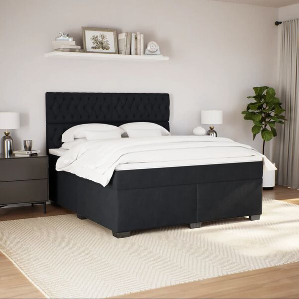 vidaXL Box spring postel s matrac&iacute; čern&aacute; 180x200 cm samet