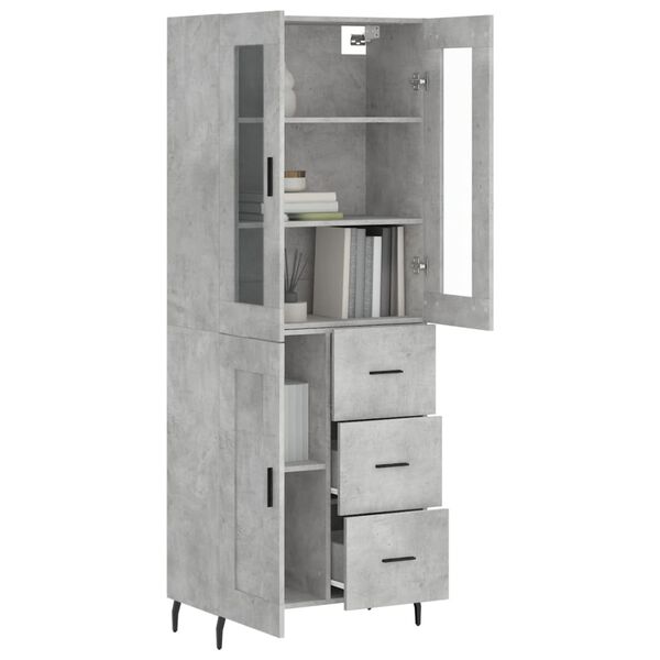 vidaXL Skř&iacute;ň highboard betonově &scaron;ed&aacute; 69,5x34x180 cm kompozitn&iacute; dřevo