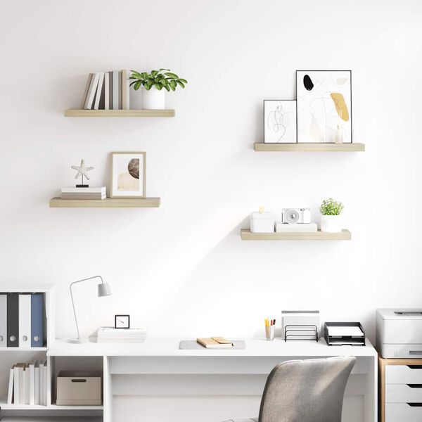 vidaXL Plovoucí nástěnné police 4 ks dub 60 x 23,5 x 3,8 cm MDF