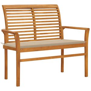 vidaXL Zahradn&iacute; lavice s b&eacute;žovou podu&scaron;kou 112 cm masivn&iacute; teak