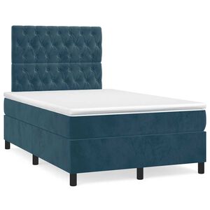 vidaXL Box spring postel s matrac&iacute; tmavě modr&aacute; 120x190 cm samet