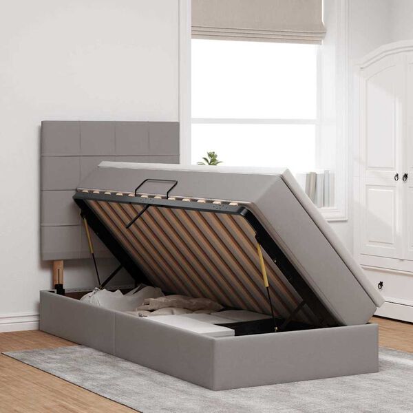 vidaXL Postel s &uacute;ložn&yacute;m prostorem a LED osvětlen&iacute;m Taupe 100 x 200 cm