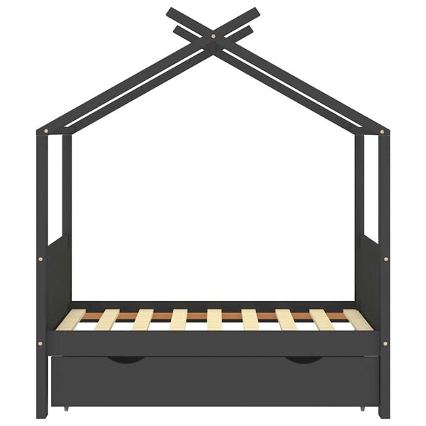 vidaXL R&aacute;m dětsk&eacute; postele se z&aacute;suvkou tmavě &scaron;ed&yacute; borovice 70 x 140 cm