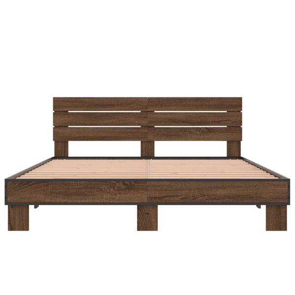 vidaXL R&aacute;m postele hněd&yacute; dub 160 x 200 cm kompozitn&iacute; dřevo a kov
