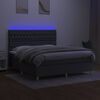 vidaXL Box spring postel s matrac&iacute; a LED tmavě &scaron;ed&aacute; 180x200 cm textil