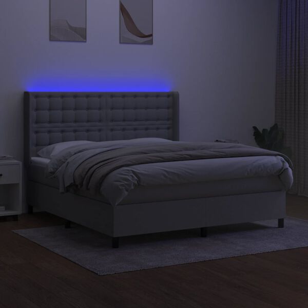vidaXL Box spring postel s matrac&iacute; a LED světle &scaron;ed&aacute; 180x200 cm textil