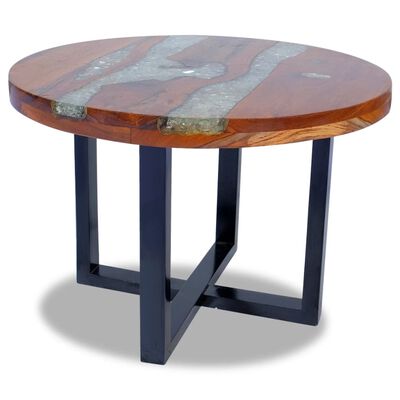 vidaXL Konferenční stolek, teak a pryskyřice 60 cm