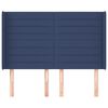 vidaXL Čelo postele typu u&scaron;&aacute;k modr&eacute; 147x16x118/128 cm textil