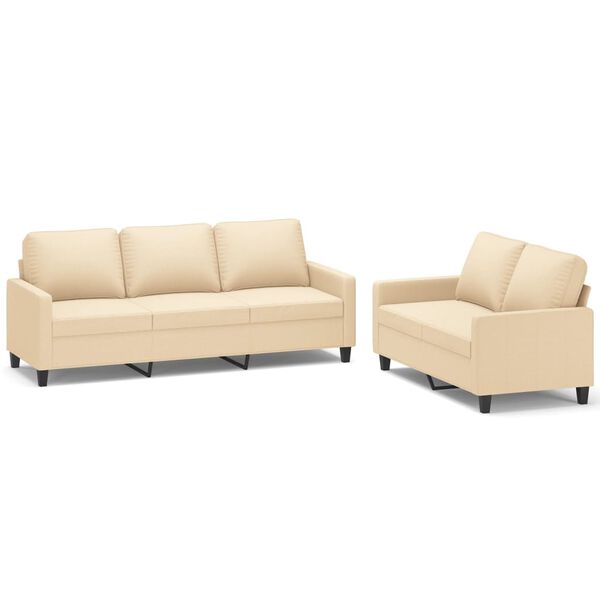 vidaXL 2d&iacute;ln&aacute; sedac&iacute; souprava s podu&scaron;kami kr&eacute;mov&aacute; textil