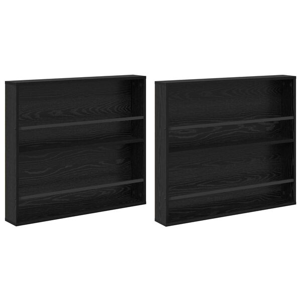 vidaXL Reg&aacute;l na časopisy s polic&iacute; 2 pcs Čern&yacute; dub 80 x 12 x 70 cm