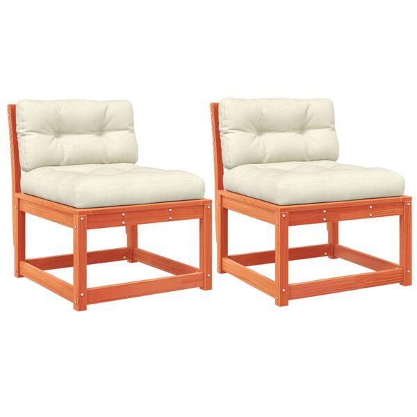 vidaXL Zahradní pohovky s poduškami 2 ks voskově hnědé masiv borovice