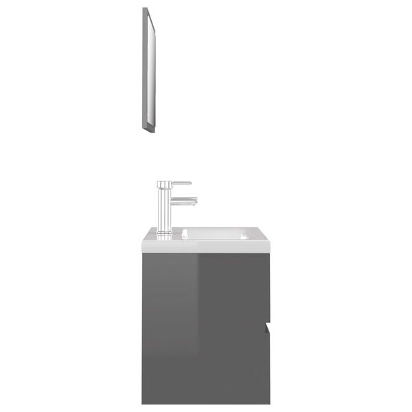 vidaXL Koupelnov&aacute; sestava &scaron;ed&aacute; s vysok&yacute;m leskem kompozitn&iacute; dřevo