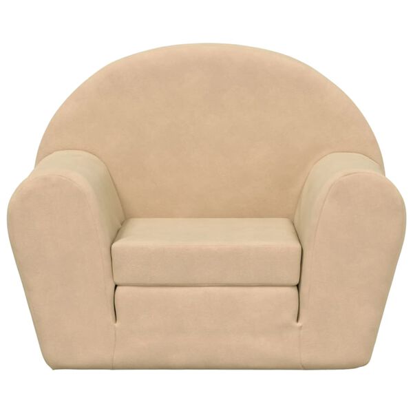 vidaXL Dětsk&aacute; rozkl&aacute;dac&iacute; pohovka kr&eacute;mov&aacute; měkk&yacute; ply&scaron;