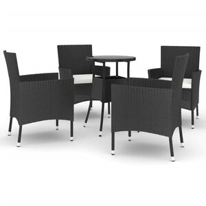 vidaXL 5d&iacute;ln&yacute; zahradn&iacute; bistro set s podu&scaron;kami čern&yacute; polyratan