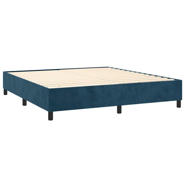 vidaXL Box spring postel s matrac&iacute; tmavě modr&aacute; 180x200 cm samet