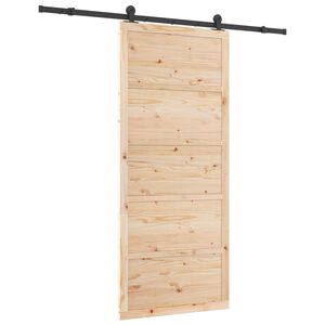 vidaXL Posuvn&eacute; dveře 90 x 208 cm Masivn&iacute; borovicov&eacute; dřevo Př&iacute;rodn&iacute;