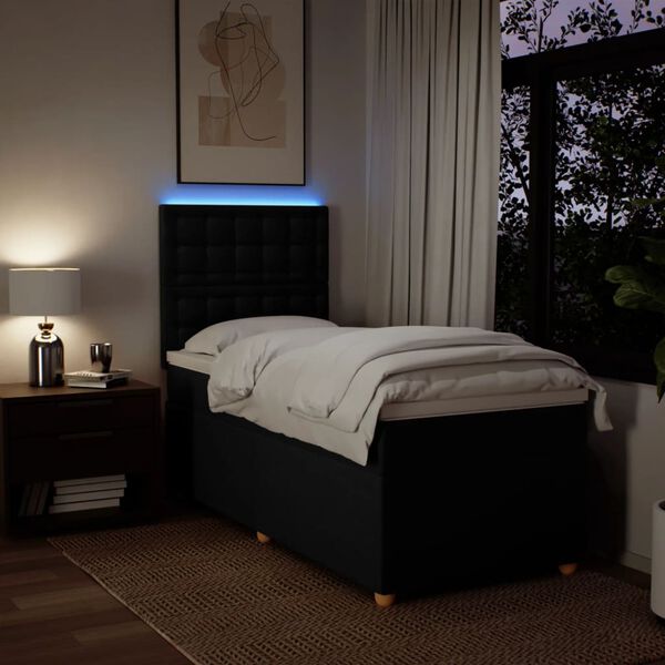 vidaXL Box spring postel s matrac&iacute; čern&aacute; 90x190 cm textil