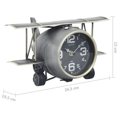 vidaXL Stolní hodiny šedé 26,5 x 19,5 x 15 cm železo a MDF