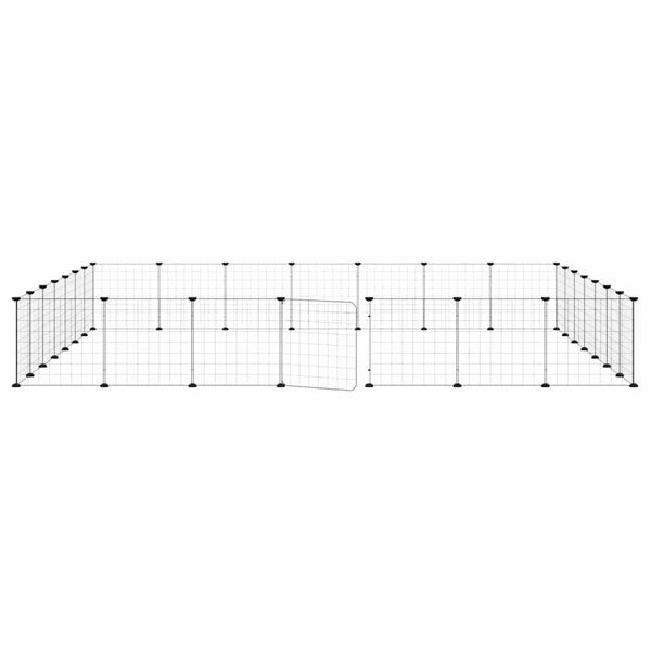 vidaXL 28panelov&aacute; ohr&aacute;dka pro zv&iacute;řata s dv&iacute;řky čern&aacute; 35 x 35 cm ocel