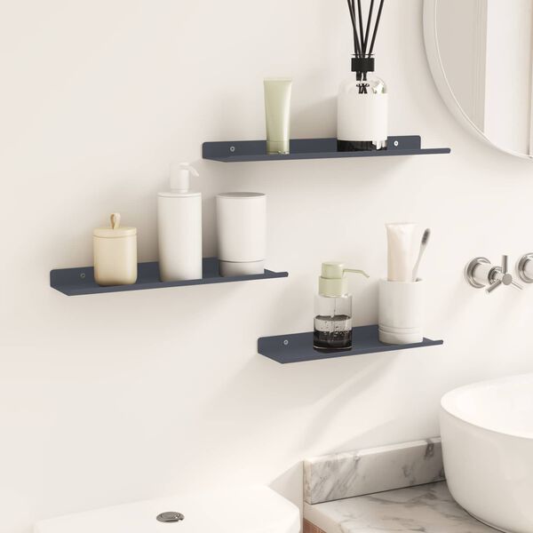 vidaXL Plovouc&iacute; police N&aacute;stěnn&yacute; 3 pcs Antracit 40 x 9 x 2,5 cm Ocel