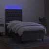 vidaXL Box spring postel s matrac&iacute; a LED tmavě &scaron;ed&aacute; 80 x 200 cm textil