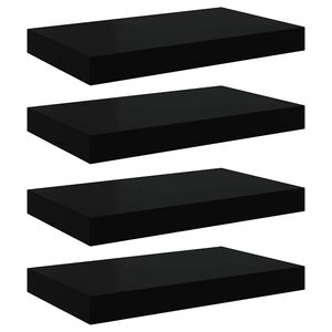 vidaXL Plovouc&iacute; n&aacute;stěnn&eacute; police 4 ks čern&eacute; 40 x 23,5 x 3,8 cm MDF