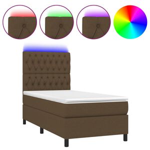 vidaXL Box spring postel s matrac&iacute; a LED tmavě hněd&aacute; 80x200 cm textil