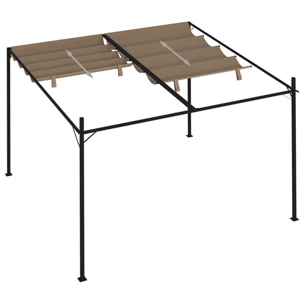 vidaXL Alt&aacute;n se zatahovac&iacute; střechou 300 x 300 x 233 cm taupe