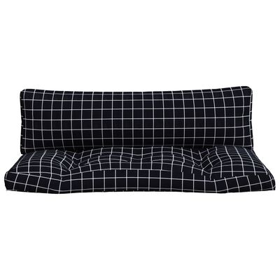 vidaXL Podušky na nábytek z palet 2 ks černé kostkovaný vzor oxford