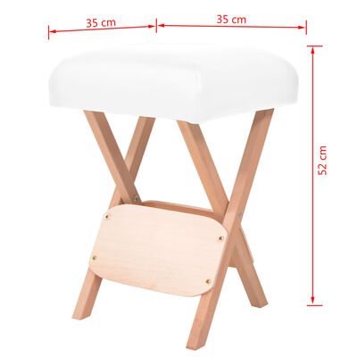 vidaXL Skládací masážní stolička s 12 cm silným sedákem bílá