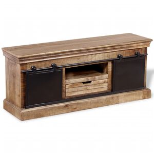 vidaXL TV stolek s 2 posuvn&yacute;mi dv&iacute;řky mangovn&iacute;kov&eacute; dřevo 110x30x45 cm