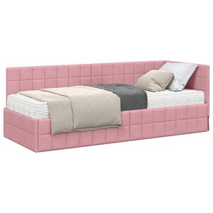 vidaXL Rohov&yacute; r&aacute;m postele s matrac&iacute; s čelo 2 pcs &Scaron;ed&aacute; samet