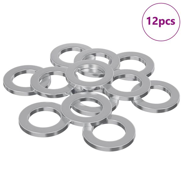 vidaXL Podložky 12 pcs Stř&iacute;brn&aacute; 10 x 10 x 1,2 mm Železo