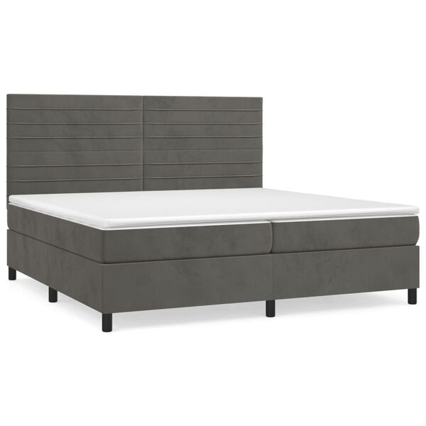 vidaXL Box spring postel s matrac&iacute; tmavě &scaron;ed&aacute; 200x200 cm samet