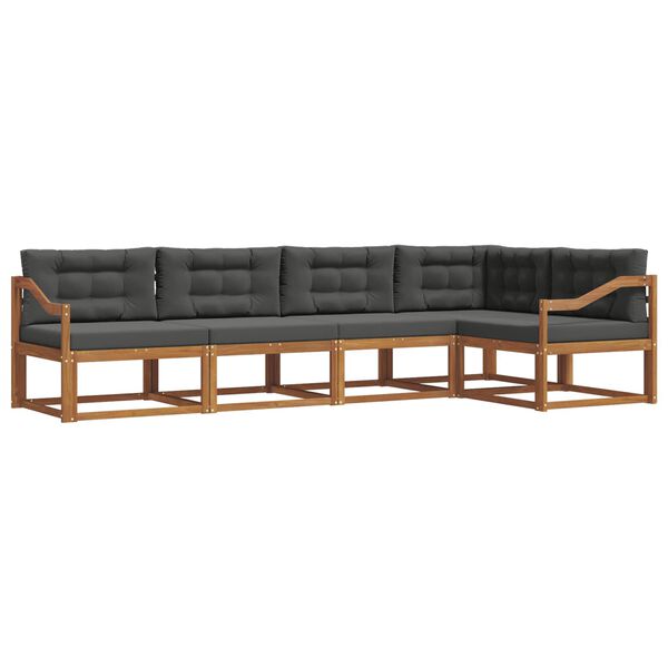 vidaXL Venkovn&iacute; pohovkov&aacute; souprava 5 pcs Přirozen&aacute; a Anthracitov&aacute;